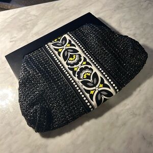 Vera Bradley Black Raffia Clutch